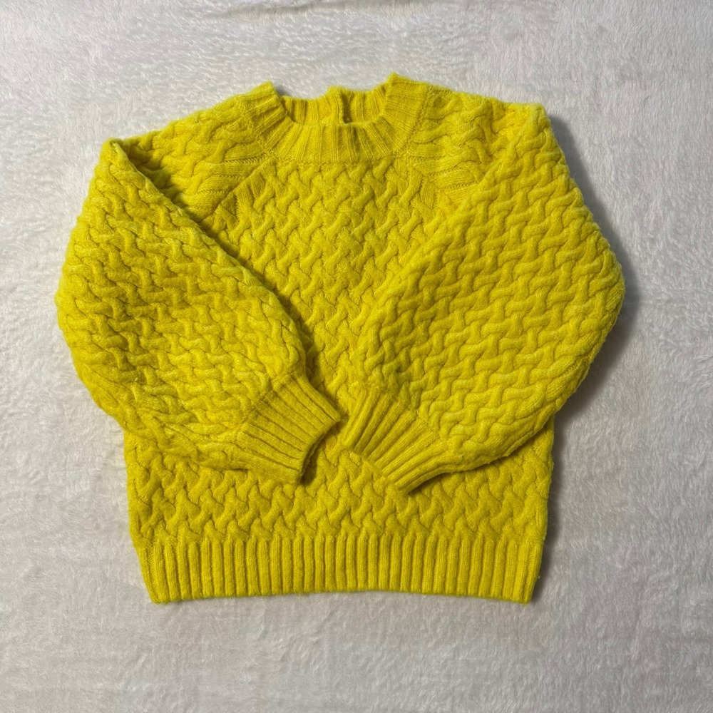 Janie and Jack Sweater Girl Size 4 Yellow Textured Knit Balloon Sleeve 200527074